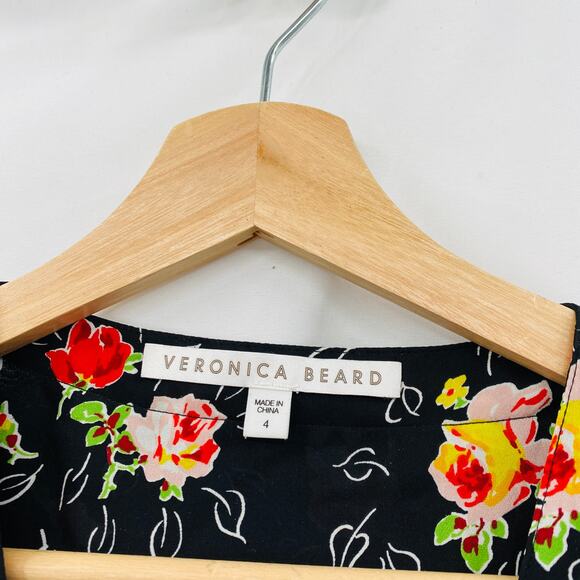 Veronica Beard 4 Kiona black Silk Floral Blouse - Picture 5 of 8